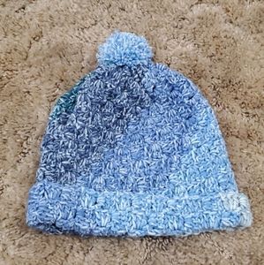 Handmade Crochet Multicolor Blue Hat with PomPom